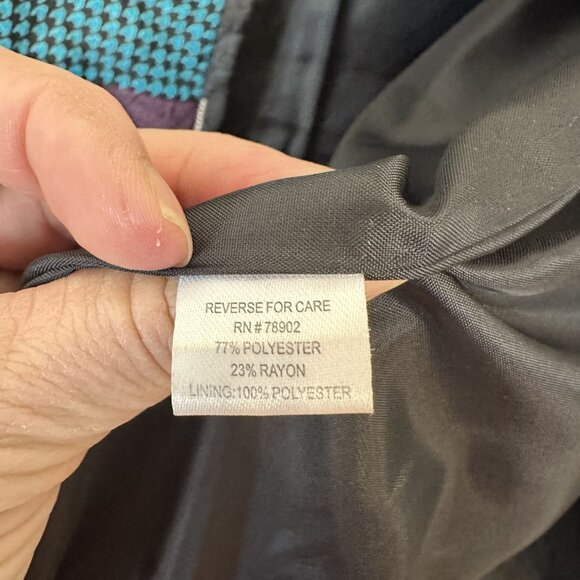 Vtg Womens Jacket Erin Patchwork Large Quilted Texture Turquoise Purple Zip Y2K - Picture 7 of 8